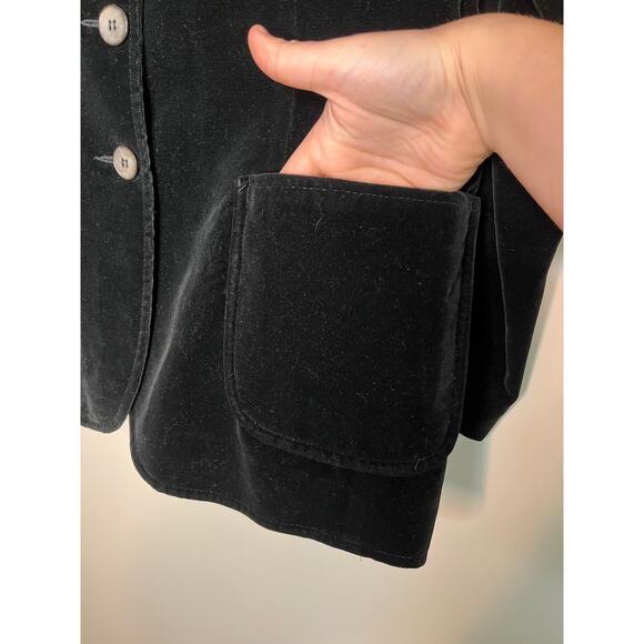 1970s Koret of California Black Velvet Holiday Whimsigoth Old Money Blazer L - Picture 3 of 4